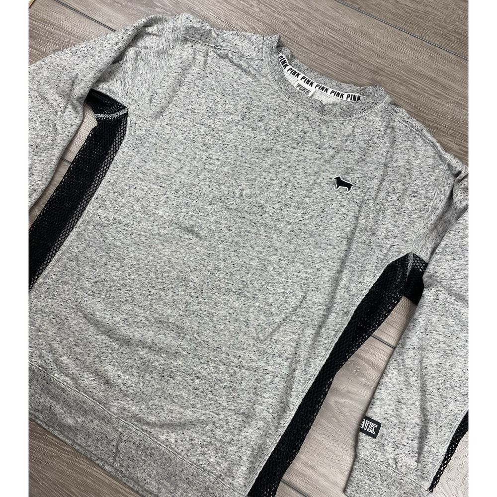 Victorias Secret Pink Women's Long Sleeve Mesh Sides Grey Size Medium